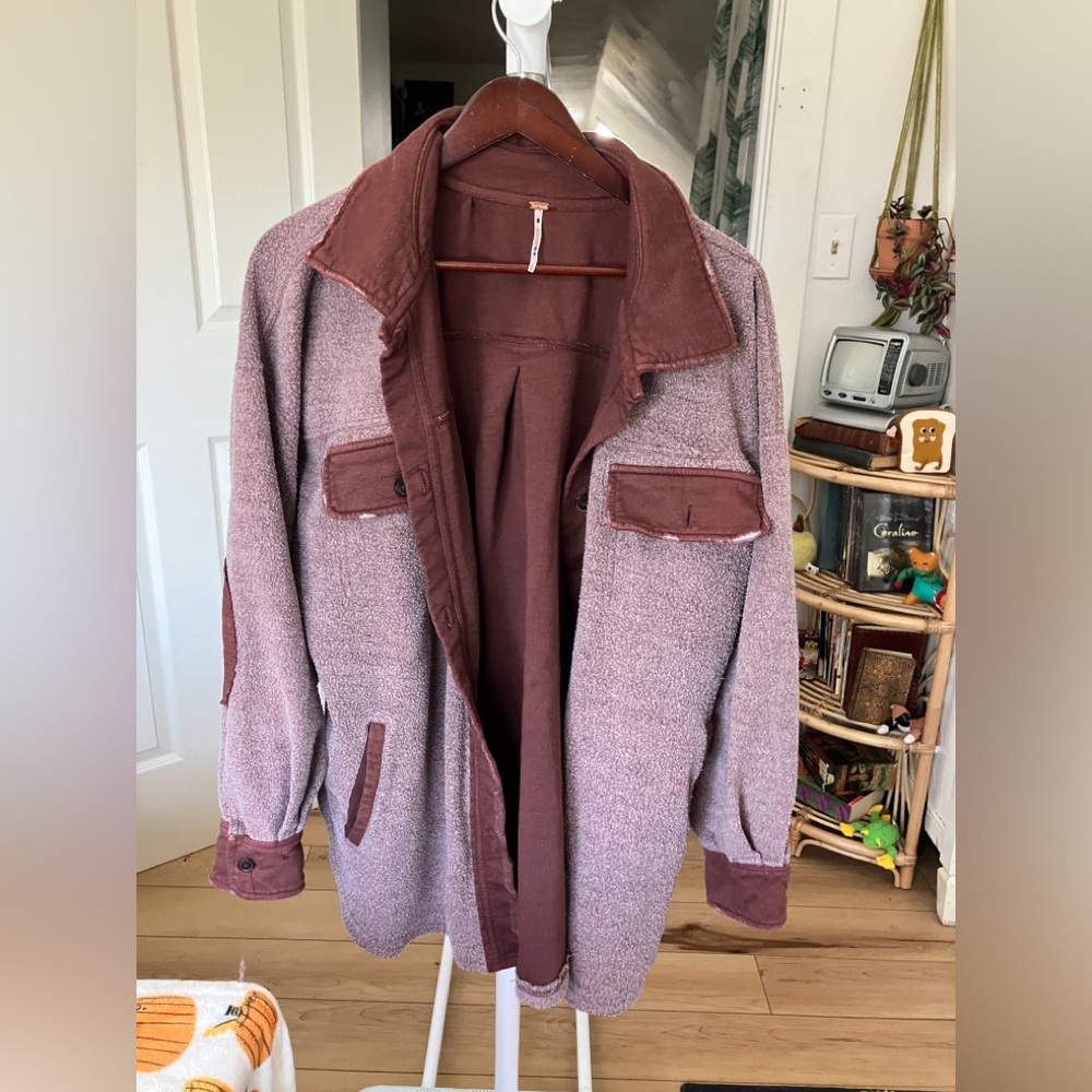 Free People Jacket Womens Small Ruby Shacket Lightweight Button Front Oversized